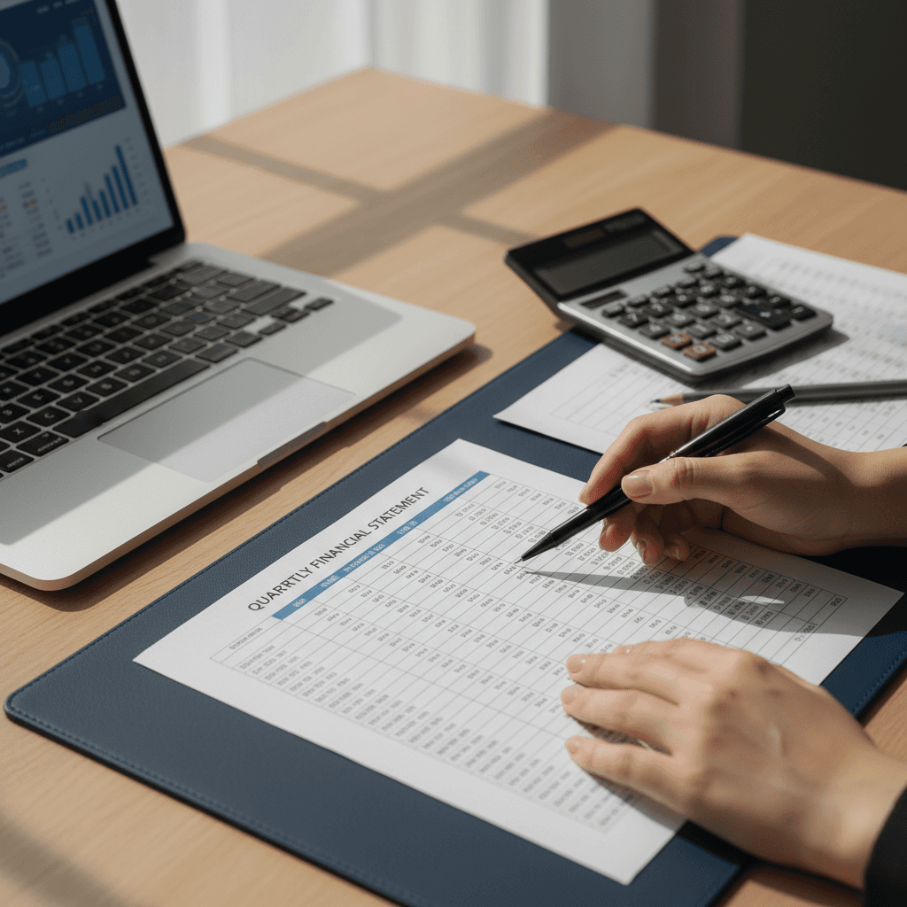 Hands reviewing a spreadsheet on a desk