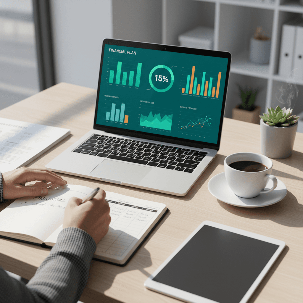 Business owner reviewing a financial report
